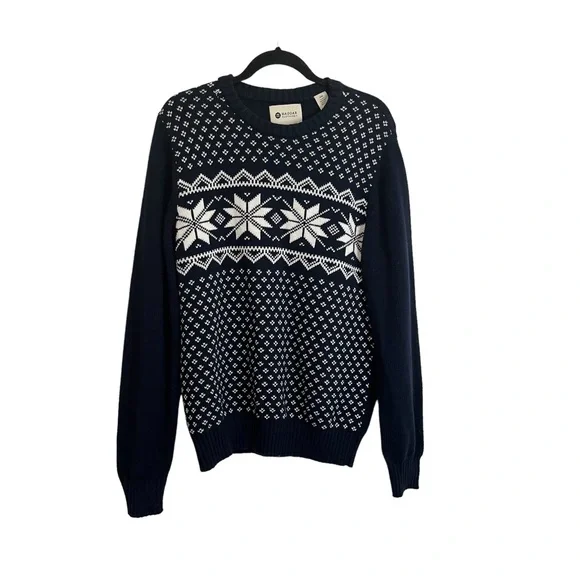 Haggar Sweaters Haggar Sweater Navy Blue Long Sleeve Fair Isle